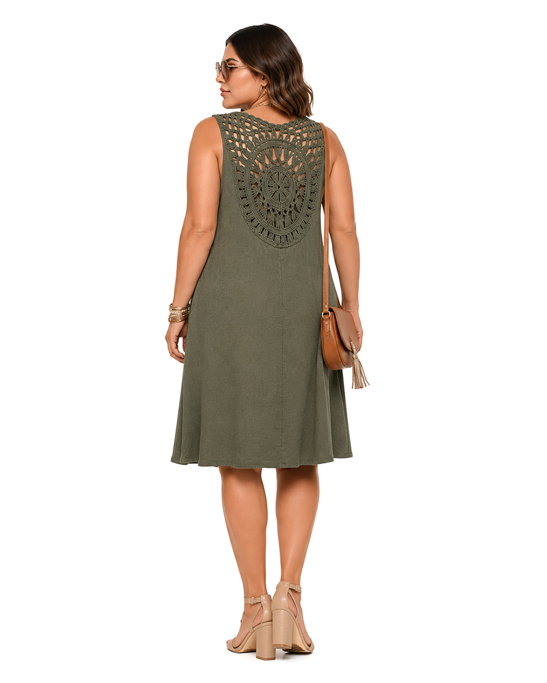Vestido Creta: vestido de diario corto de tirantes anchos color rojo en viscosa efecto lino con espalda y escote decorados en guipur calado de Quiles_Shop.