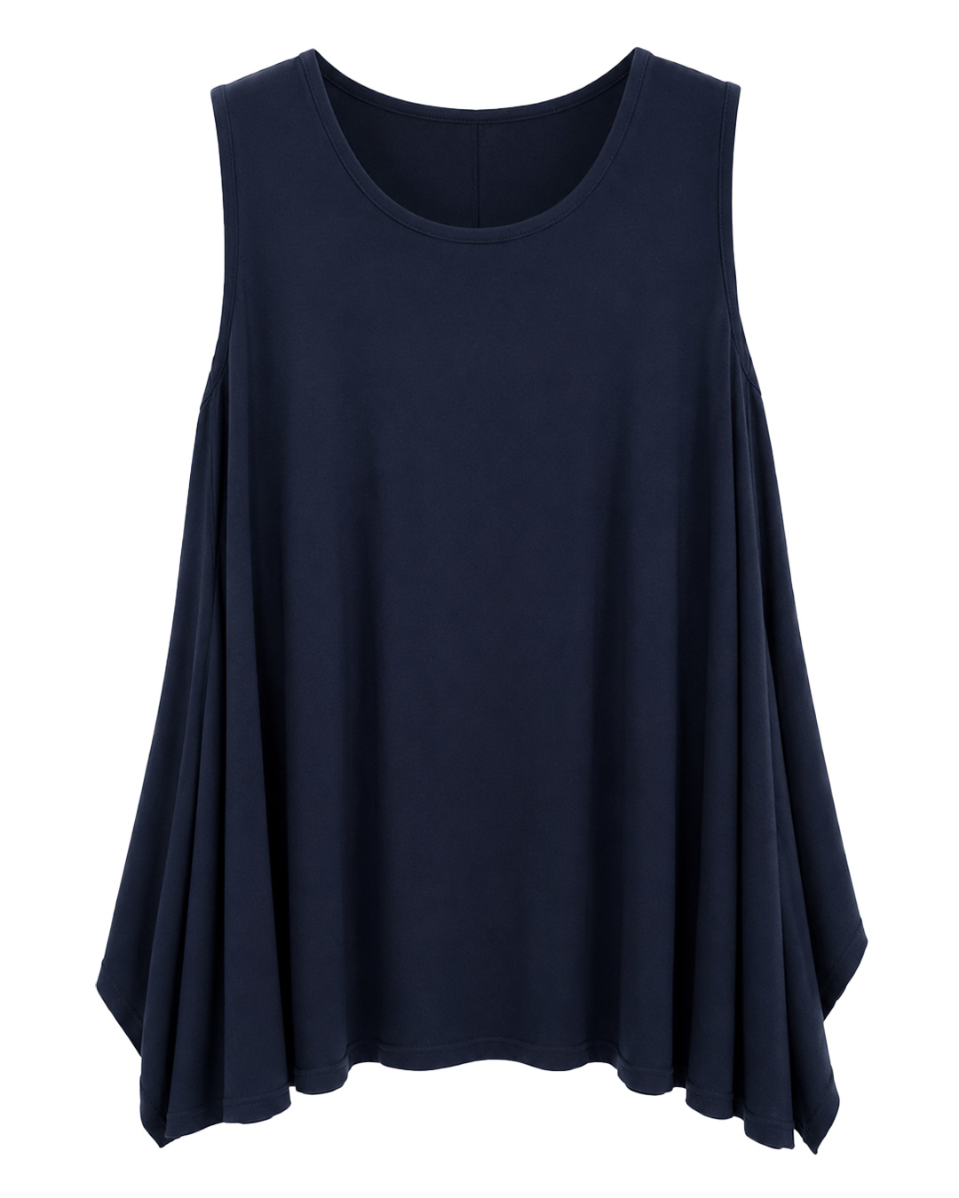 Camiseta Duomo: camiseta de diario color azul marino de tirantes anchos en punto de viscosa fluido con aberturas laterales en picos de Quiles_Shop.