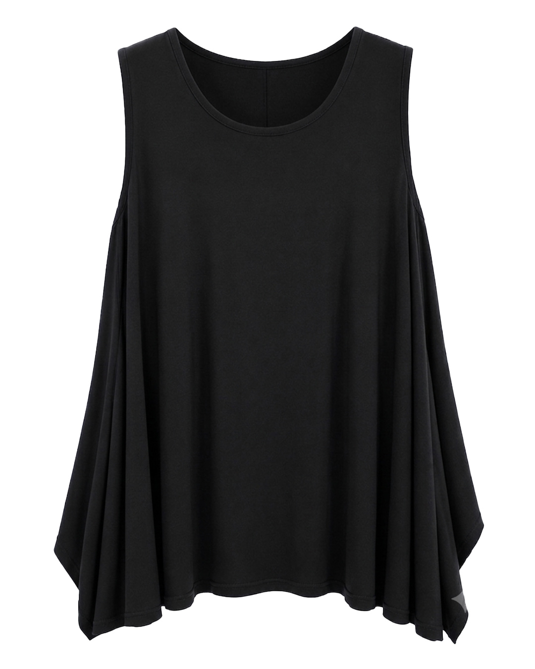 Camiseta Duomo: camiseta de diario color negra de tirantes anchos en punto de viscosa fluido con aberturas laterales en picos de Quiles_Shop.