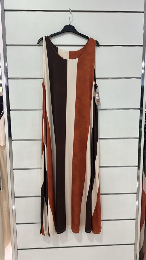 VESTIDO RAYAS MARRÓN ▷48/54