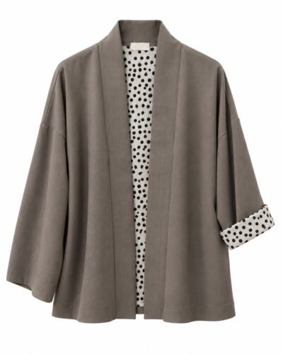 Blazer Dot topo de mujer abierta con solapa fluida y forro interior de lunares