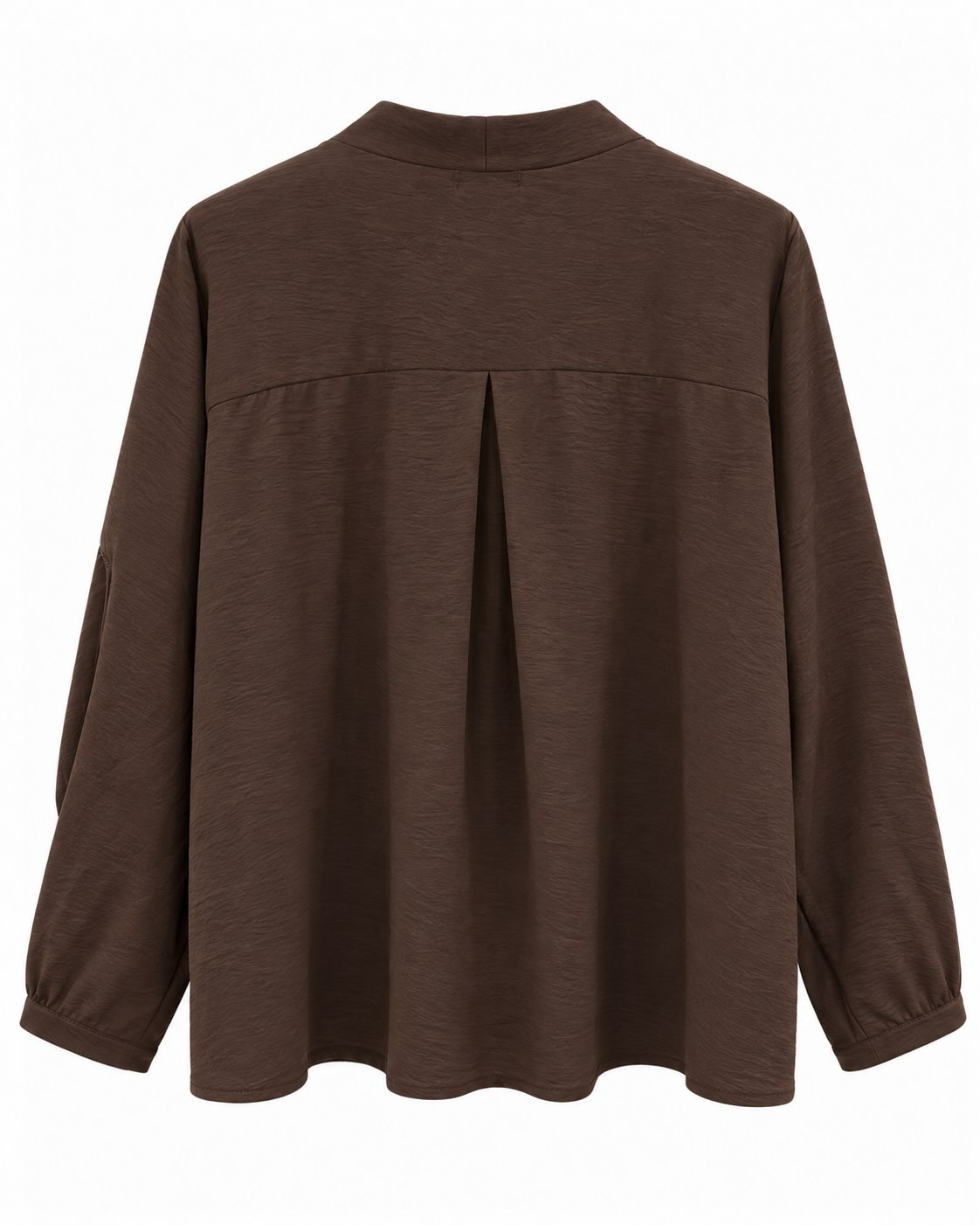 Blusa joya chocolate curvy vista de espalda con canesú y pliegue central