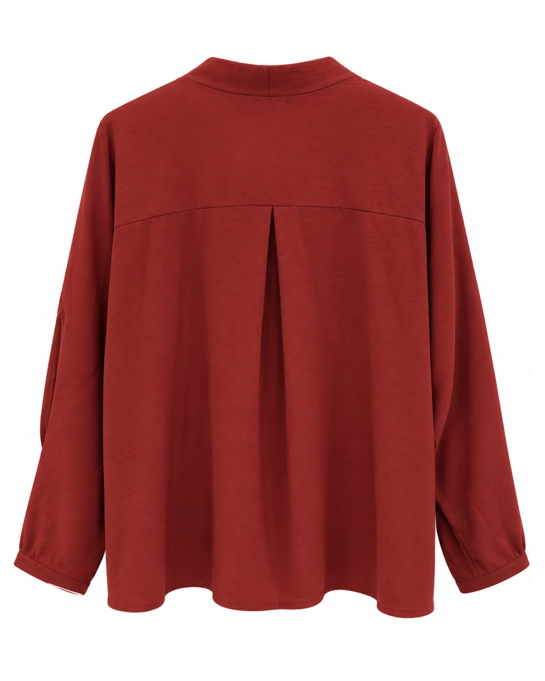 Blusa joya terracota curvy vista de espalda con pliegue central y caída fluida