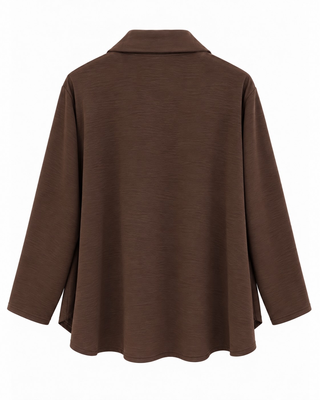 Blusa lazo chocolate mujer vista de espalda con manga larga y corte fluido