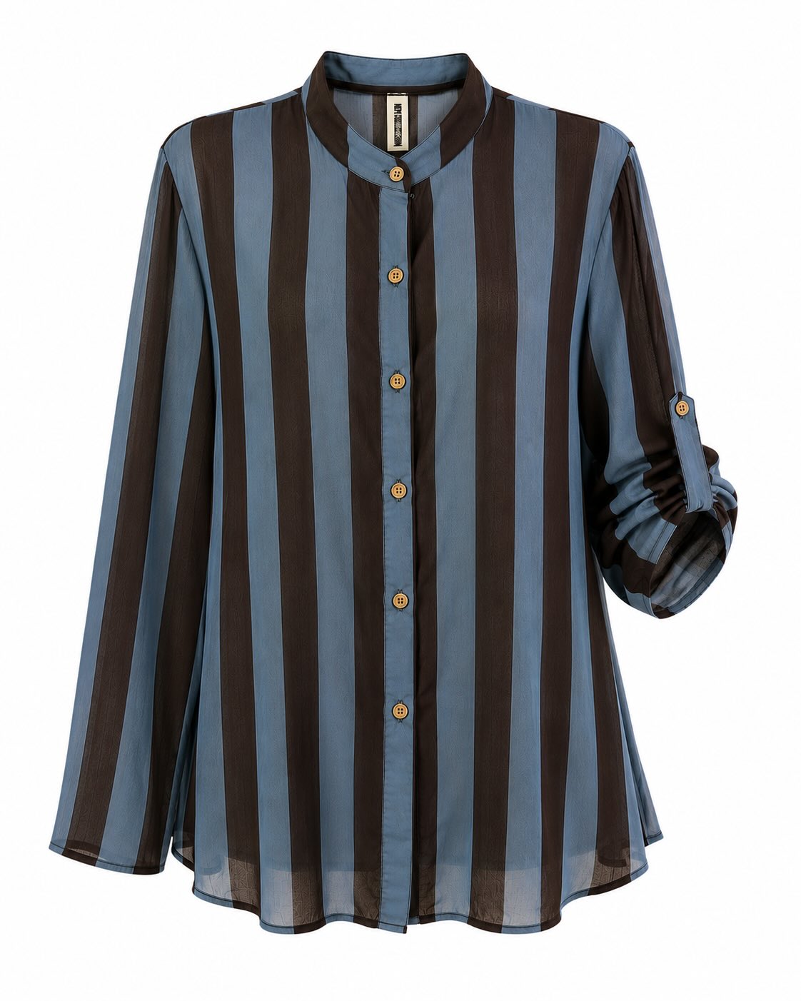 delantero Blusa oversize de mujer con rayas azules y negras