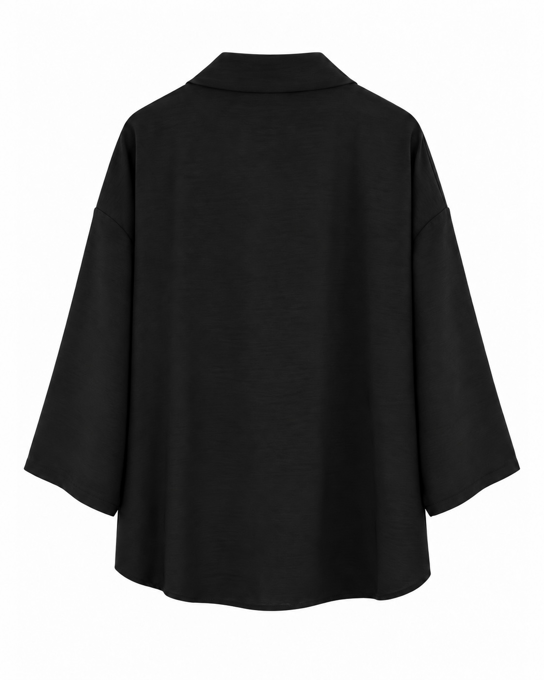 Vista de la espalda de la camisa tachuelas Vera negra de corte amplio y tejido fluido