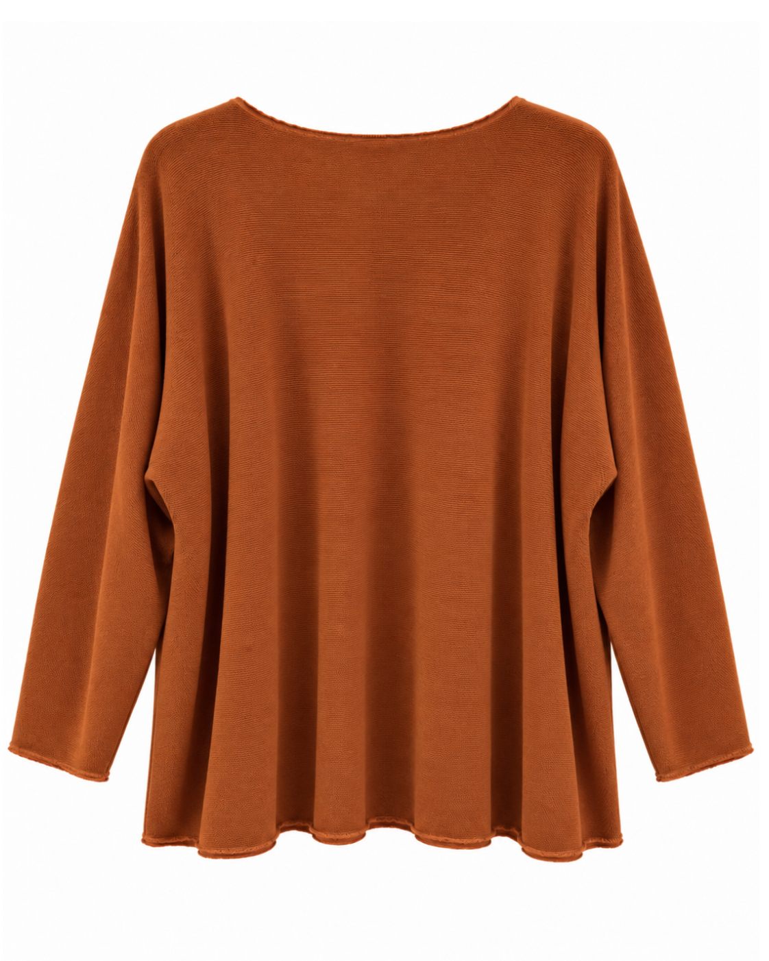 Camiseta relieve terracota para mujer vista de espalda con corte amplio