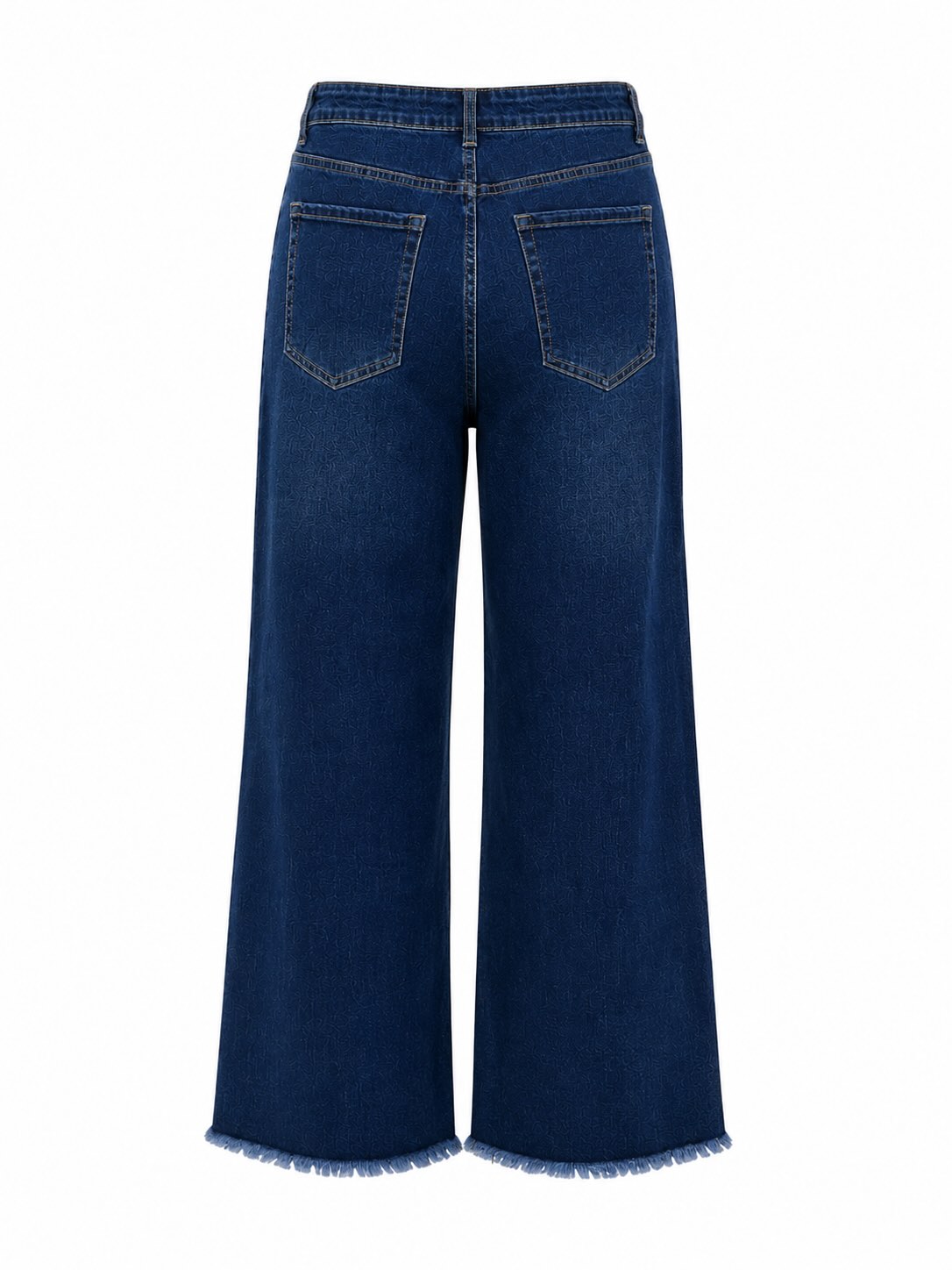 Vista de la espalda de los jeans wide leg azul oscuro con bolsillos