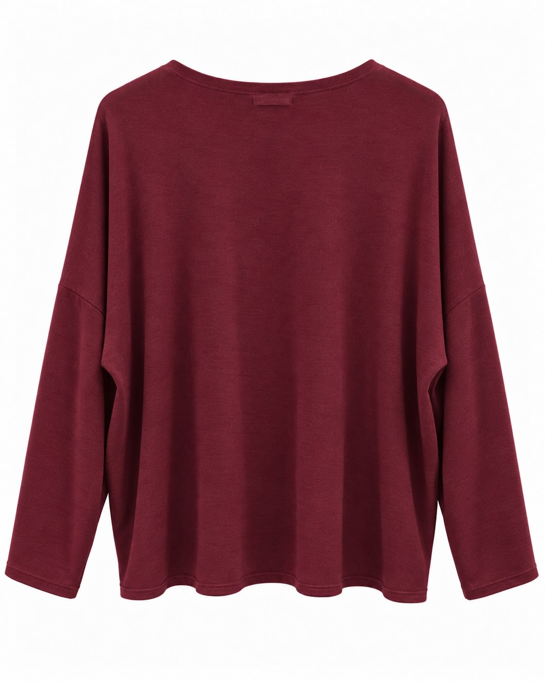 Jersey lazo burdeos curvy vista de espalda con manga larga y corte amplio