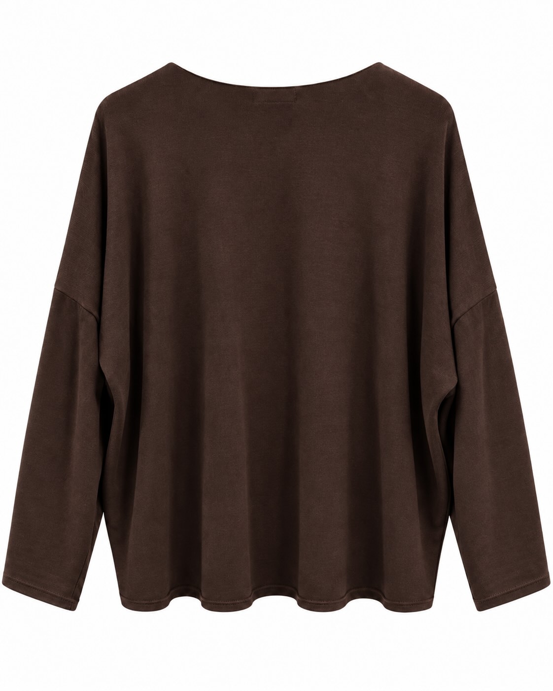 Jersey lazo chocolate vista de espalda con corte amplio y manga larga