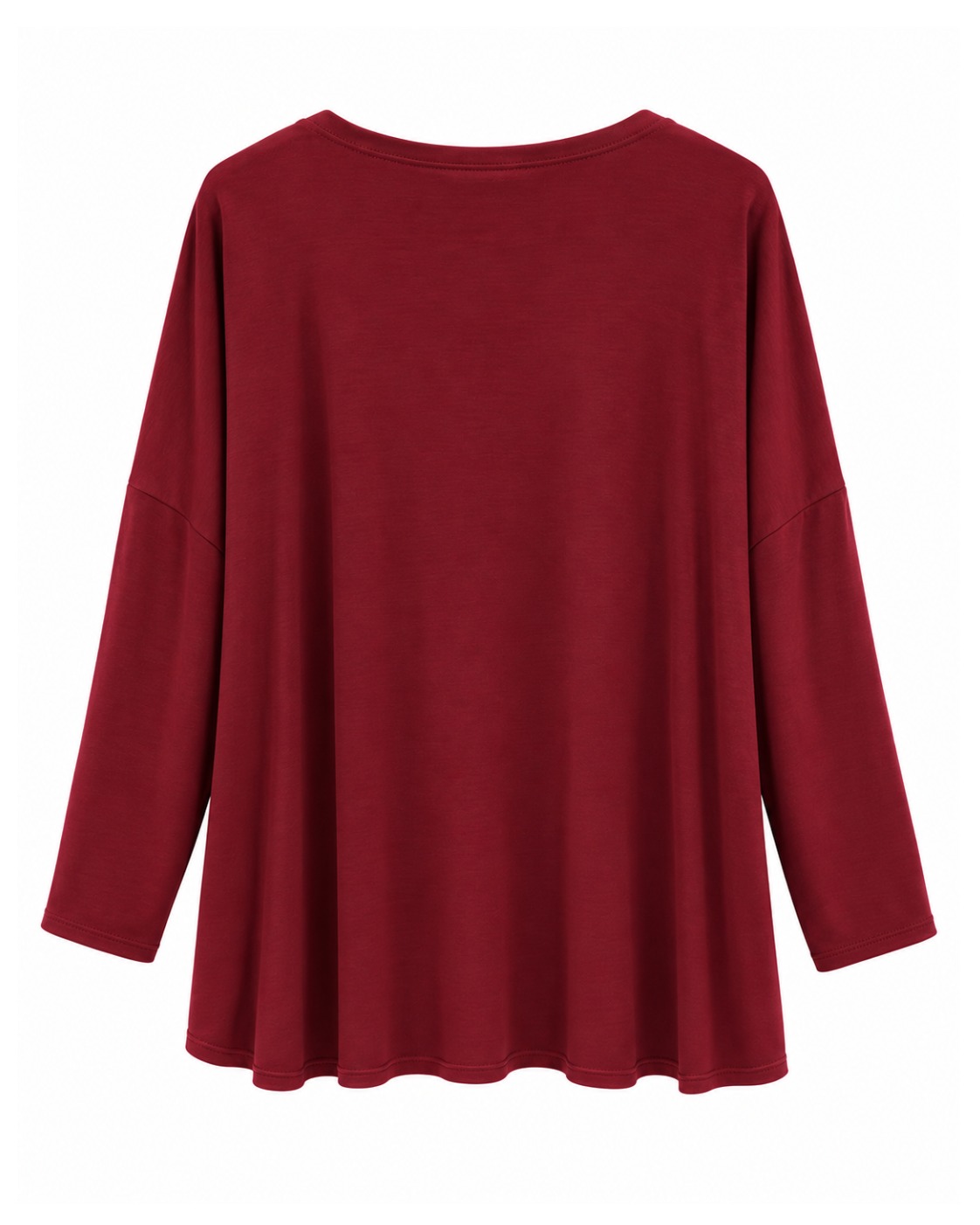 Jersey lencero burdeos curvy vista de espalda con manga larga y corte amplio