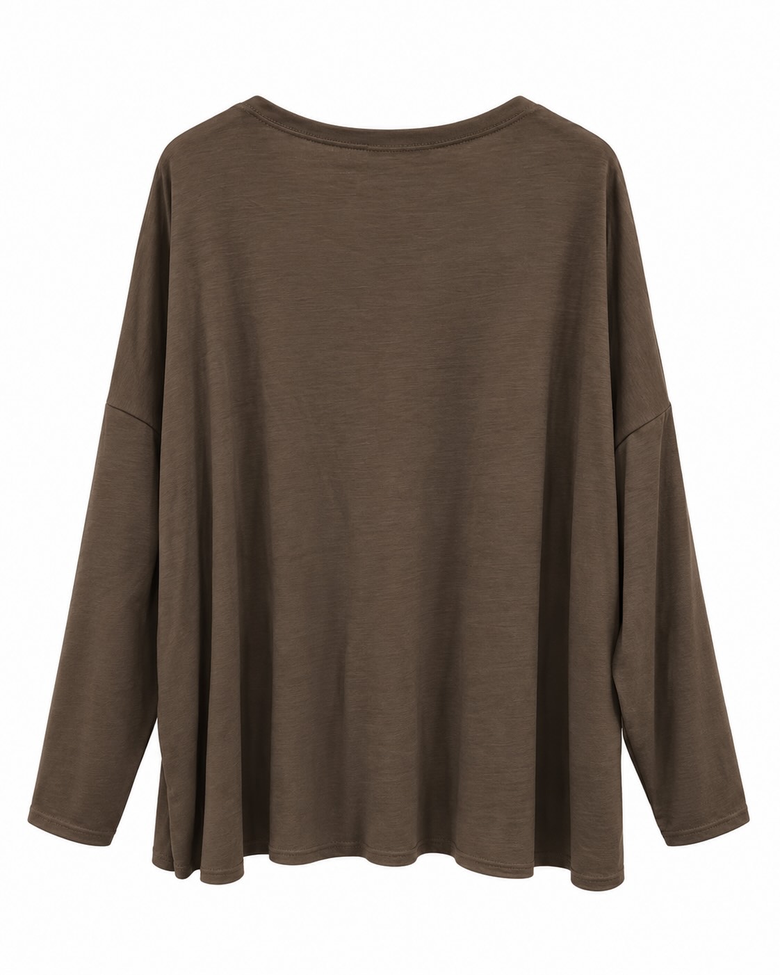 Jersey lencero chocolate curvy vista de espalda con manga larga y corte fluido