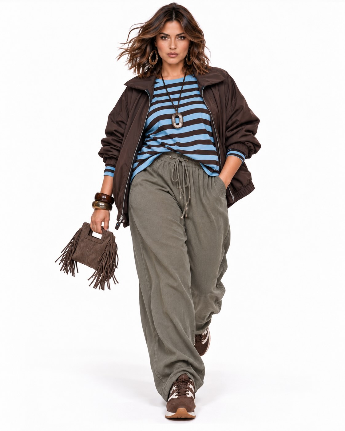 Look completo Pantalón balloon mineral con cintura elástica, cordón ajustable y bolsillos laterales