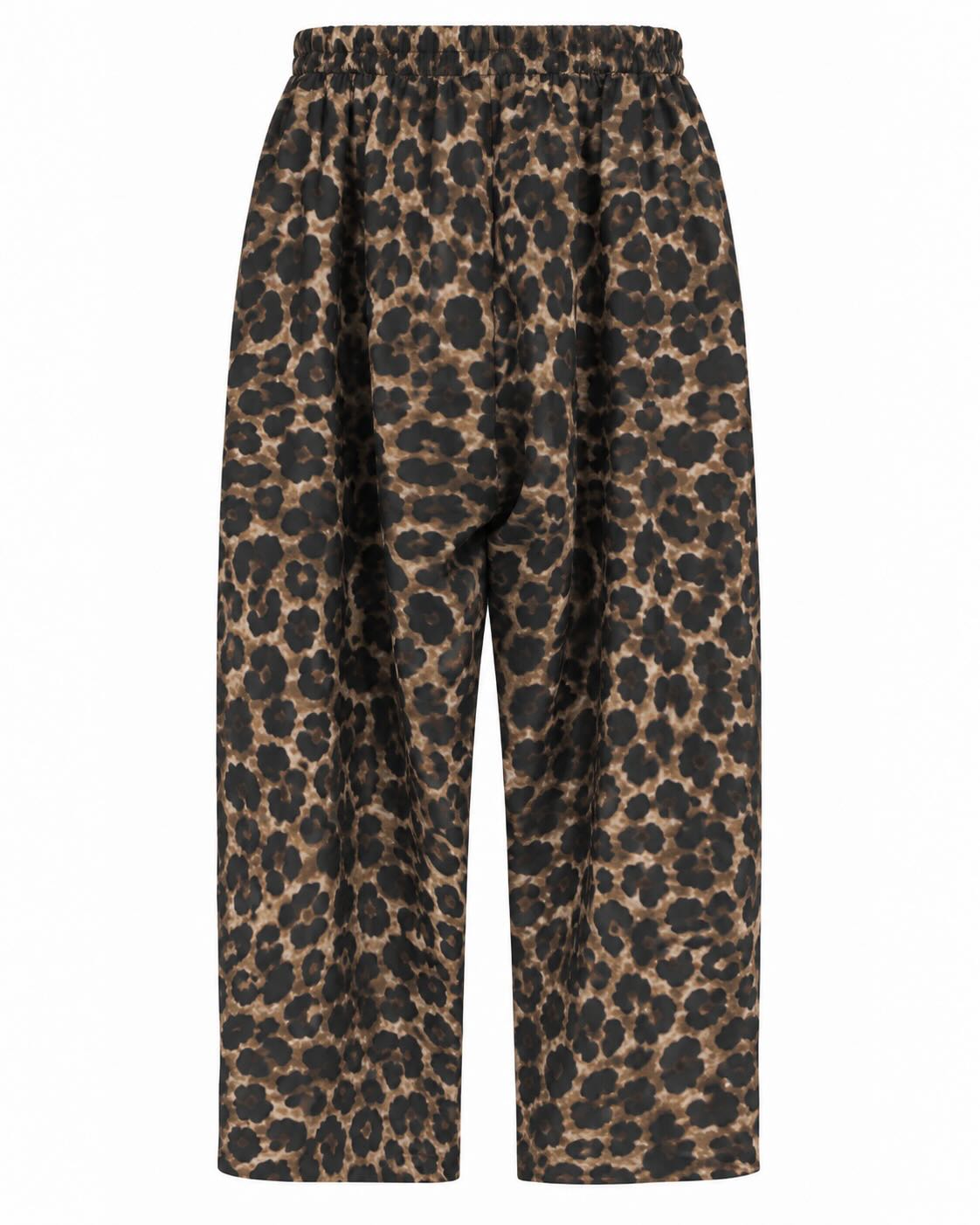 Pantalón chic safari negro para mujer curvy con estampado animal vista espalda