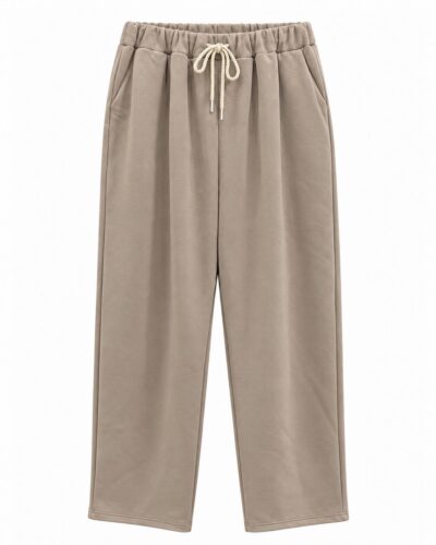 Jogger Casual beige con cintura elástica, cordón ajustable y bolsillos laterales