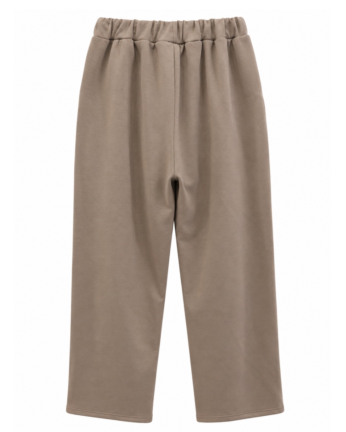 Pantalón jogger casual topo de mujer curvy en neopreno suave y agradable al tacto, con cintura elástica y corte relajado, vista de espalda