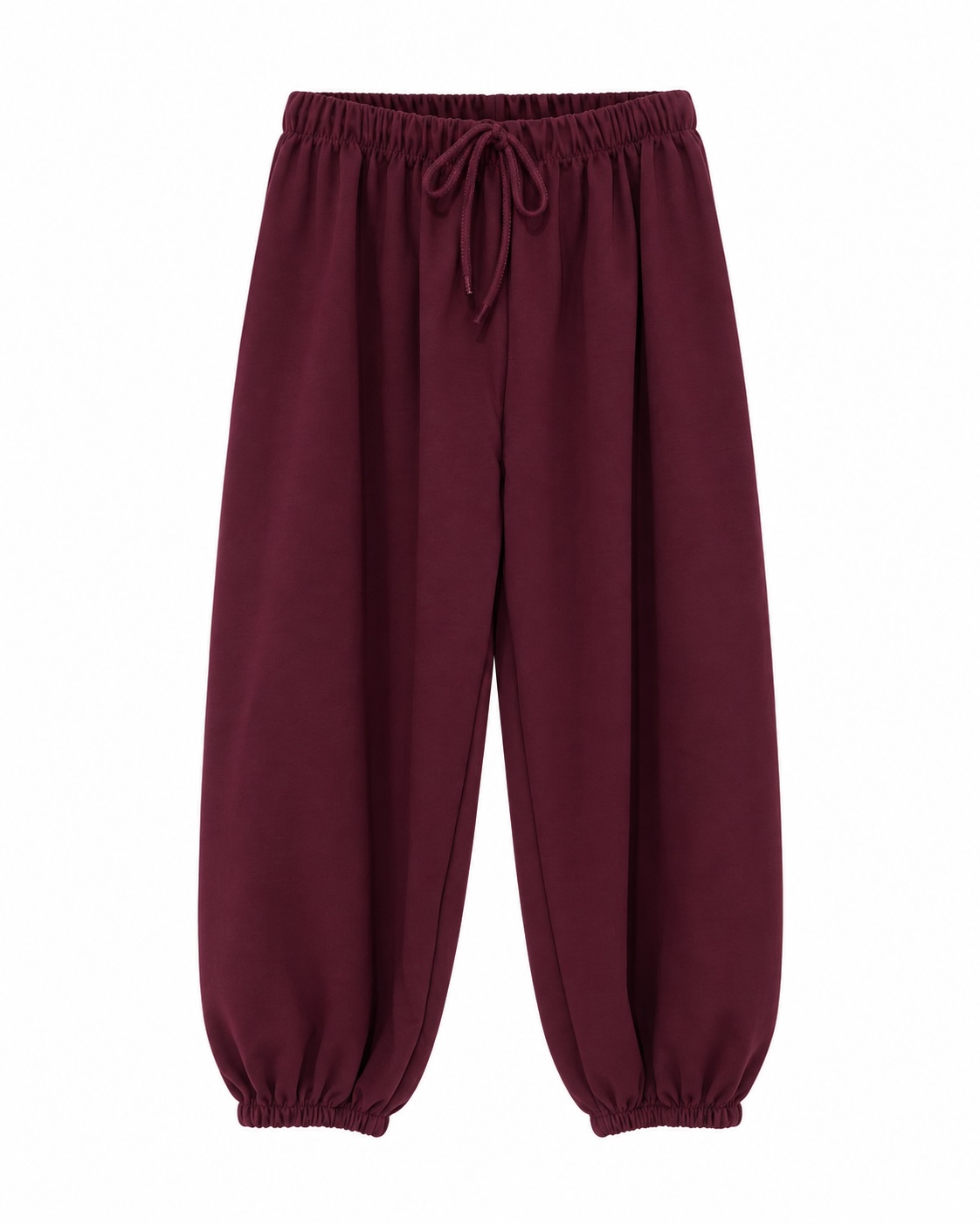Pantalón jogger burdeos con cintura elástica, cordón ajustable y bajos elásticos