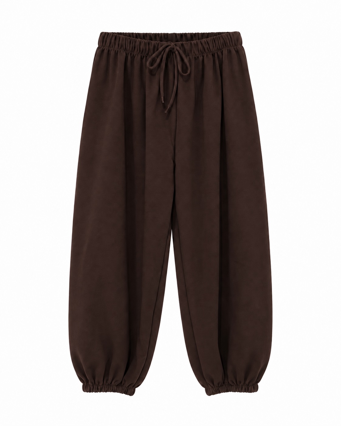 Pantalón jogger marrón con cintura elástica, cordón ajustable y bajos elásticos