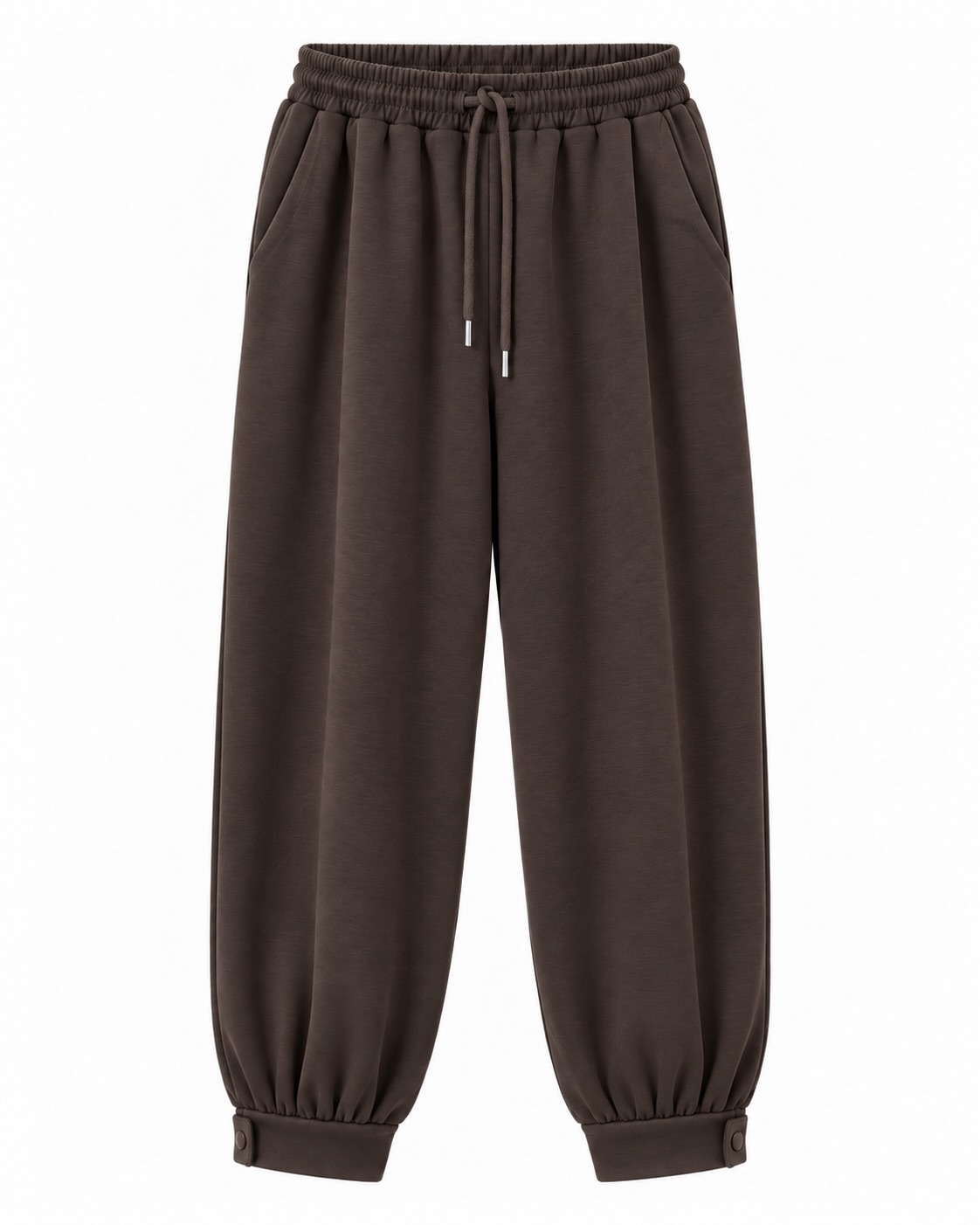Pantalón jogger globo chocolate con cintura elástica, cordón y bolsillos laterales