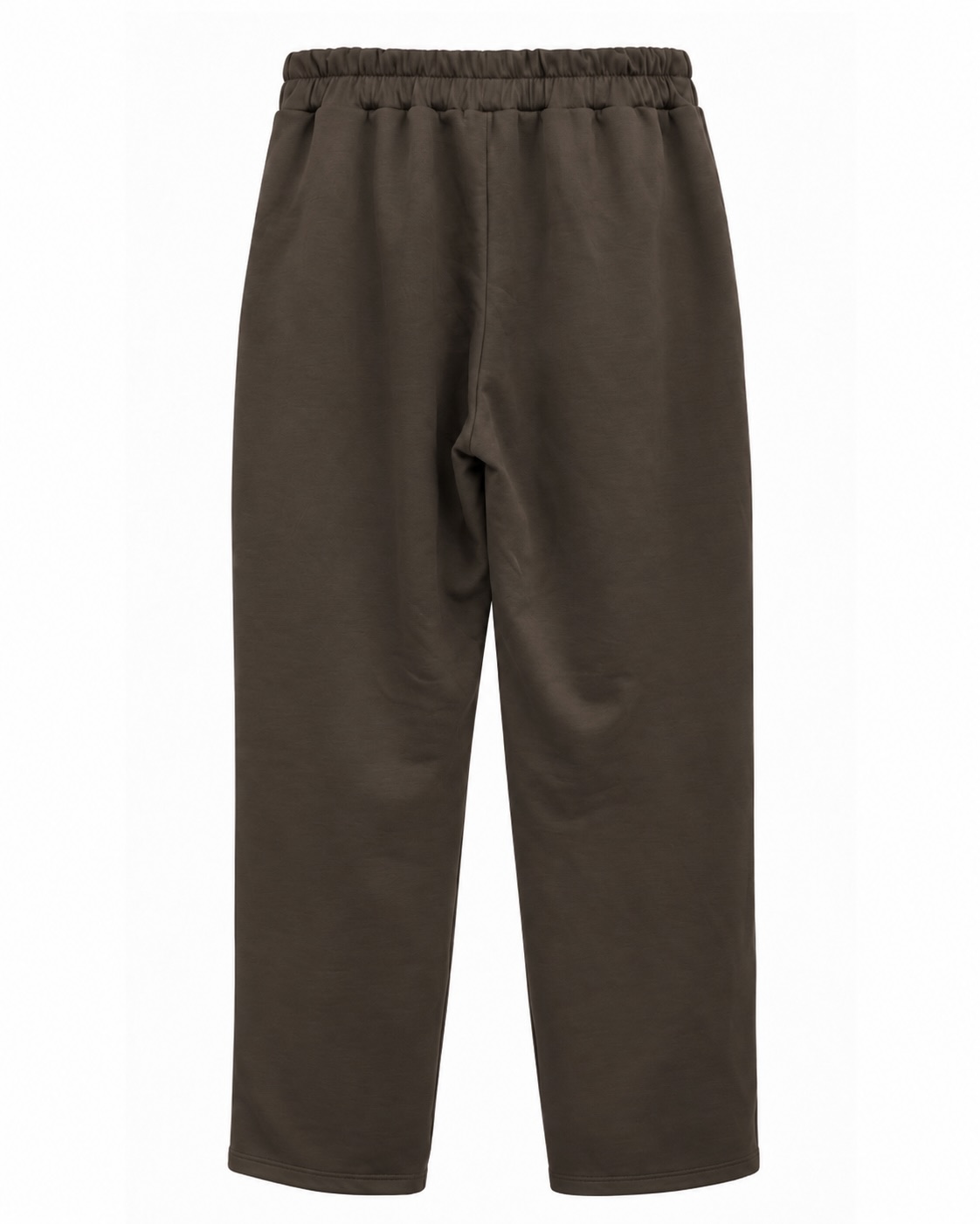 Pantalón jogger Relax chocolate de mujer en neopreno de tacto suave, vista de espalda con cintura elástica y corte recto