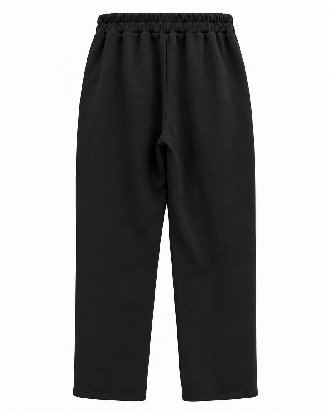 Pantalón jogger Relax negro de mujer en neopreno de tacto suave, vista de espalda con cintura elástica y corte recto