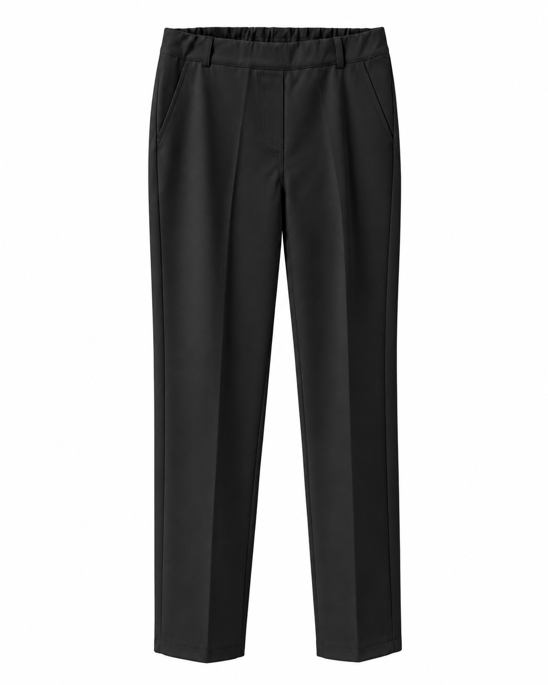 Pantalón punto roma premium invierno negro de corte recto, cintura cómoda y tejido con cuerpo