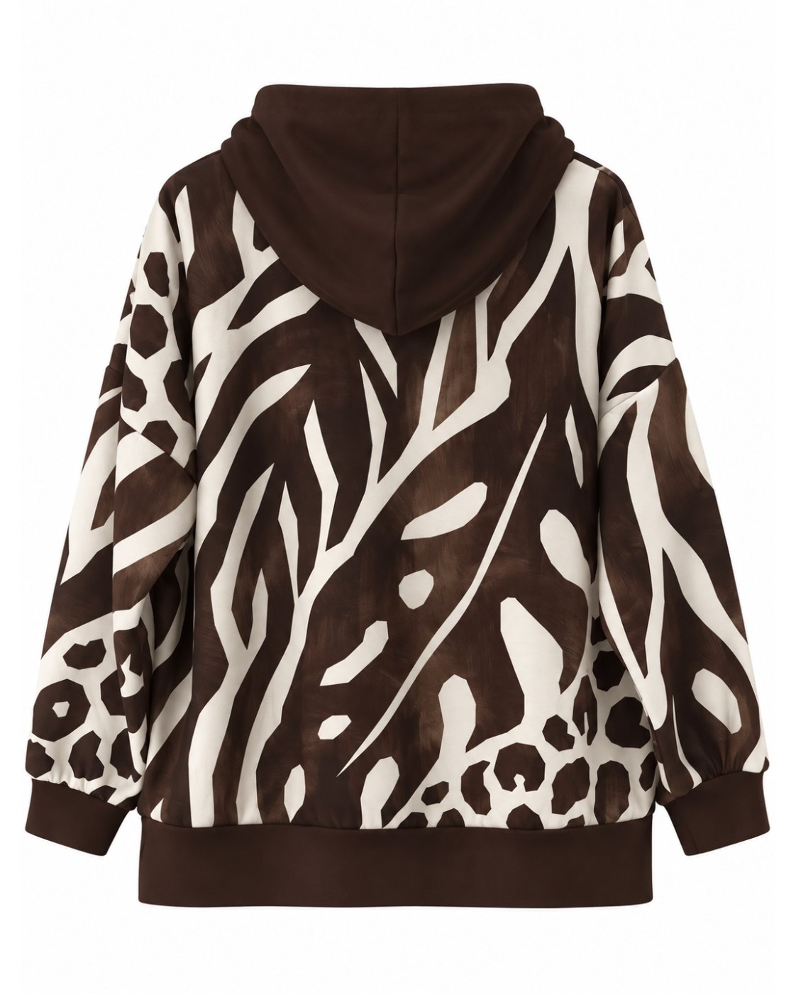 Sudadera animal print Savanna chocolate de corte holgado y tejido neopreno vista lateral
