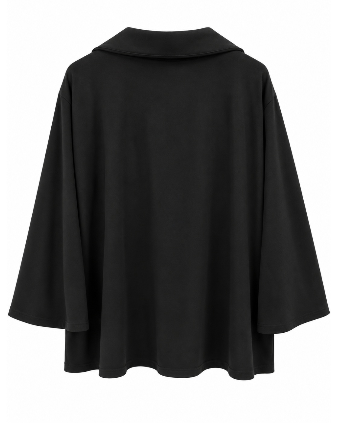 Sudadera Chic negra de mujer curvy en neopreno, vista trasera con silueta amplia y fluida