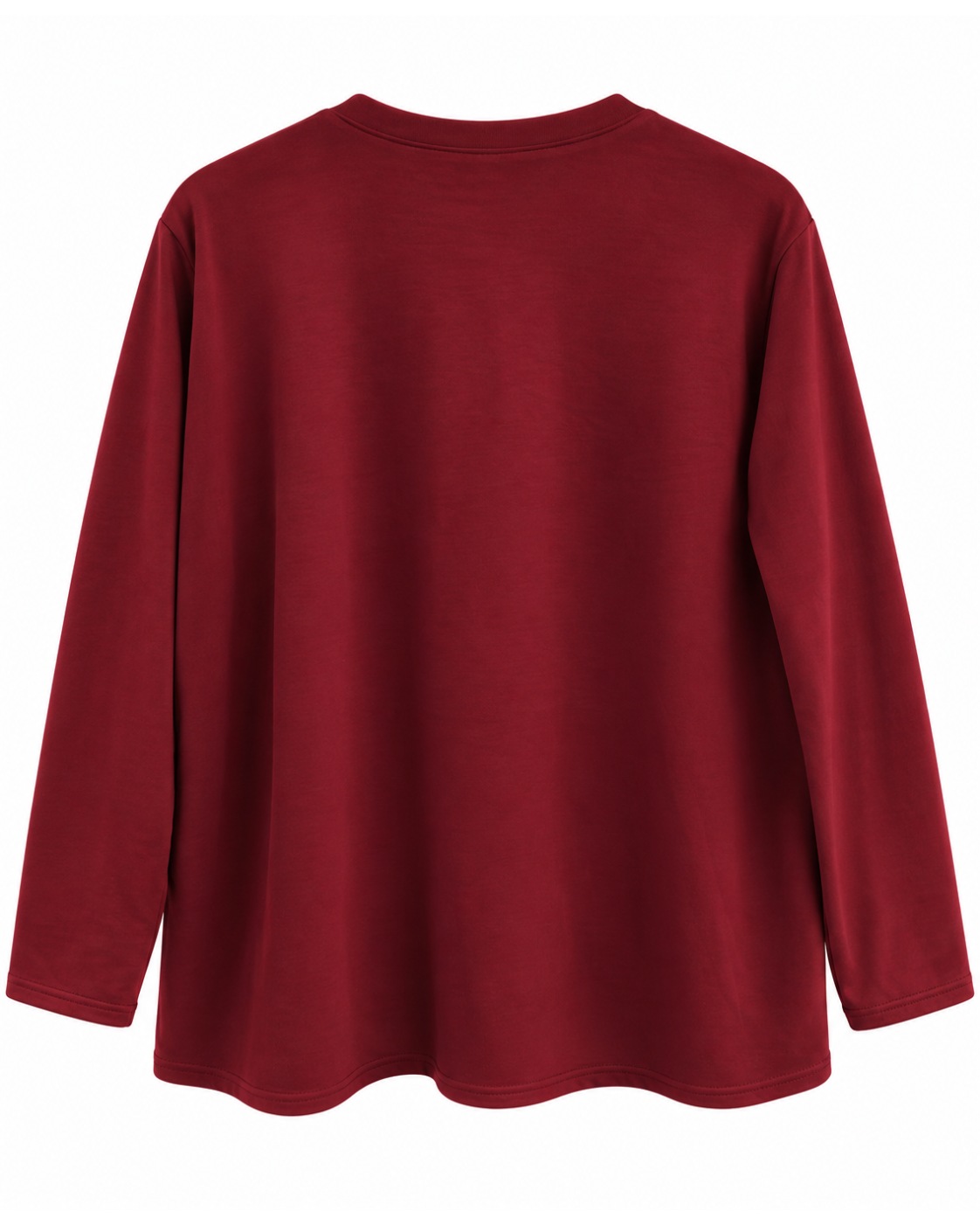 Sudadera Miu burdeos de mujer curvy en neopreno suave, manga larga y corte amplio, vista de espalda