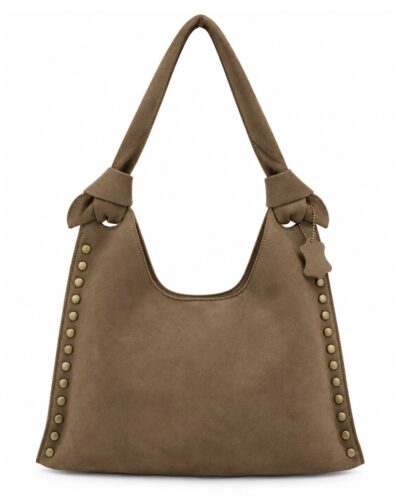 Bolso hobo tachas topo mujer con asa larga y detalles metálicos laterales
