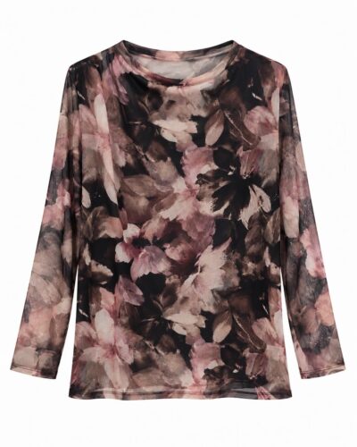 Blusa acuarela rosa sedosa con estampado floral y delantero forrado