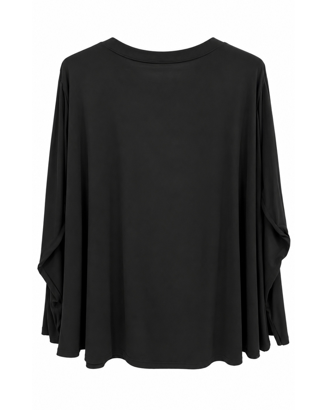 Camiseta Metal negra vista de espalda con corte amplio y bajo ligeramente redondeado