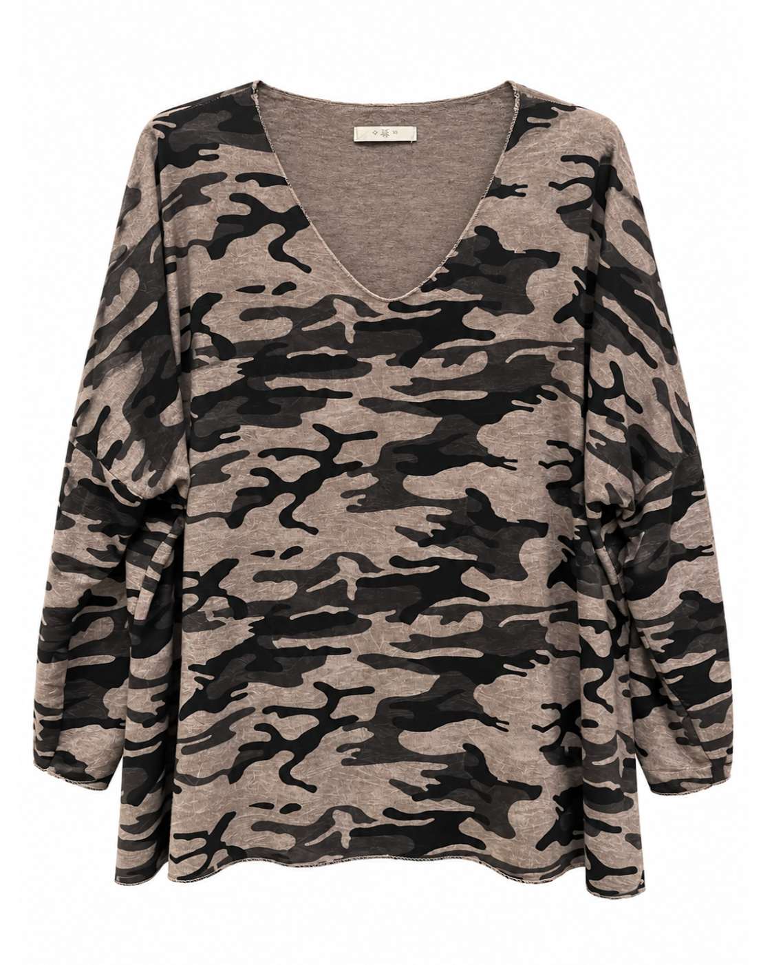 Jersey camuflaje topo suave con escote pico y manga larga