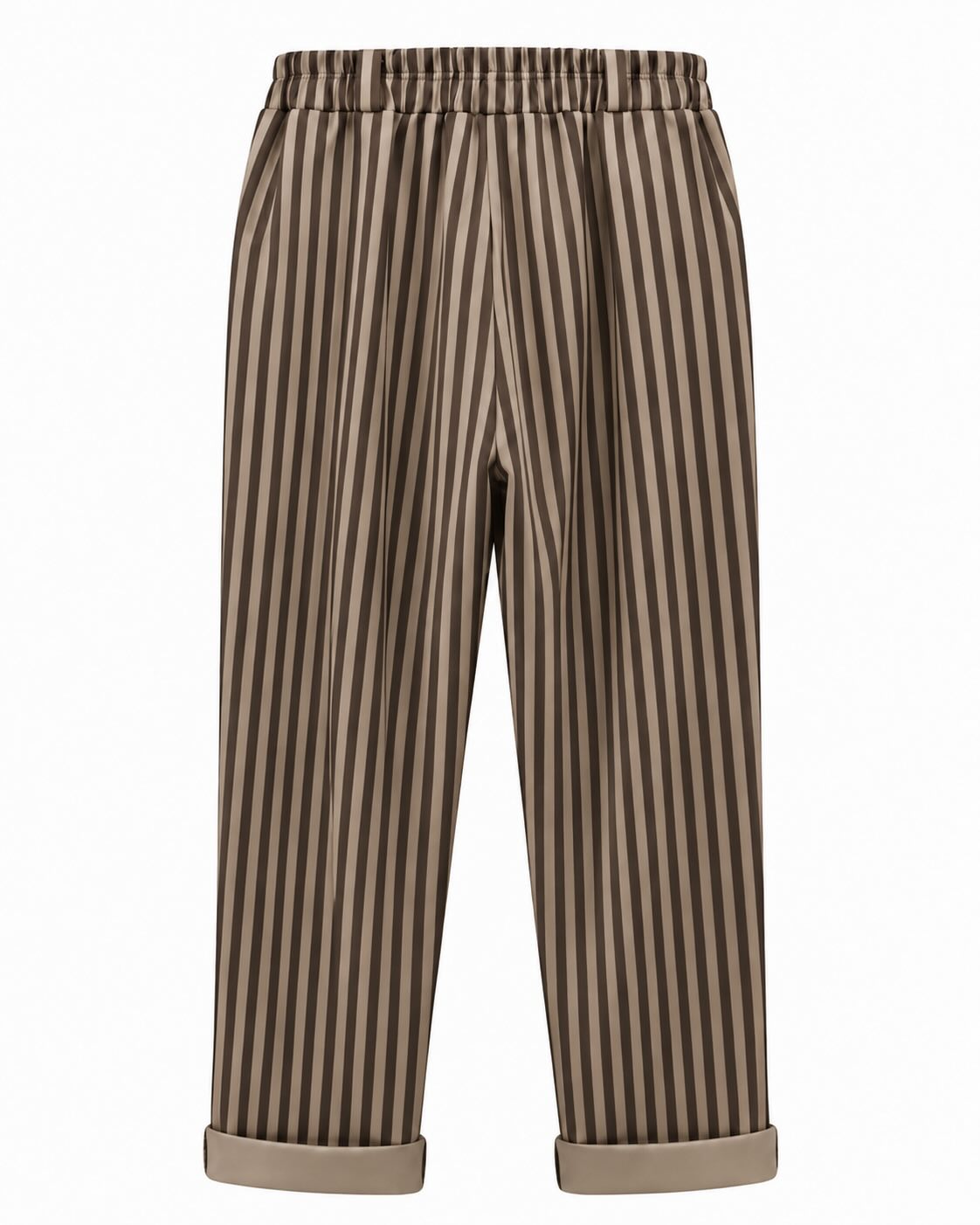 Jogger rayas topo mujer vista de espalda con cintura elástica y estampado vertical