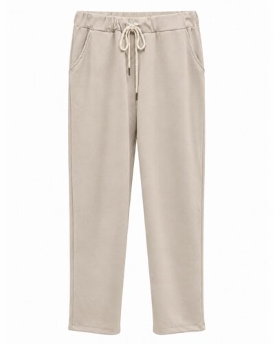 Jogger Urban beige con cintura elástica, cordón ajustable y bolsillos laterales