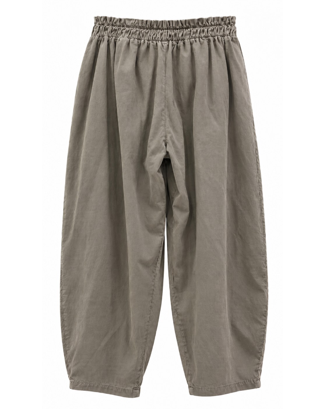 Pantalón balloon mineral vista de espalda con cintura elástica y pernera amplia
