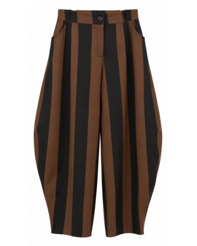 Pantalón balloon rayas cacao y negro con bolsillos y corte amplio