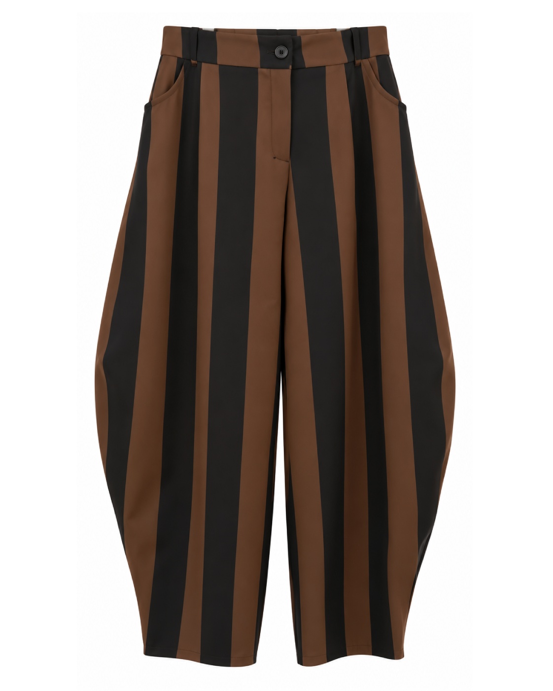 Pantalón balloon rayas cacao y negro con bolsillos y corte amplio