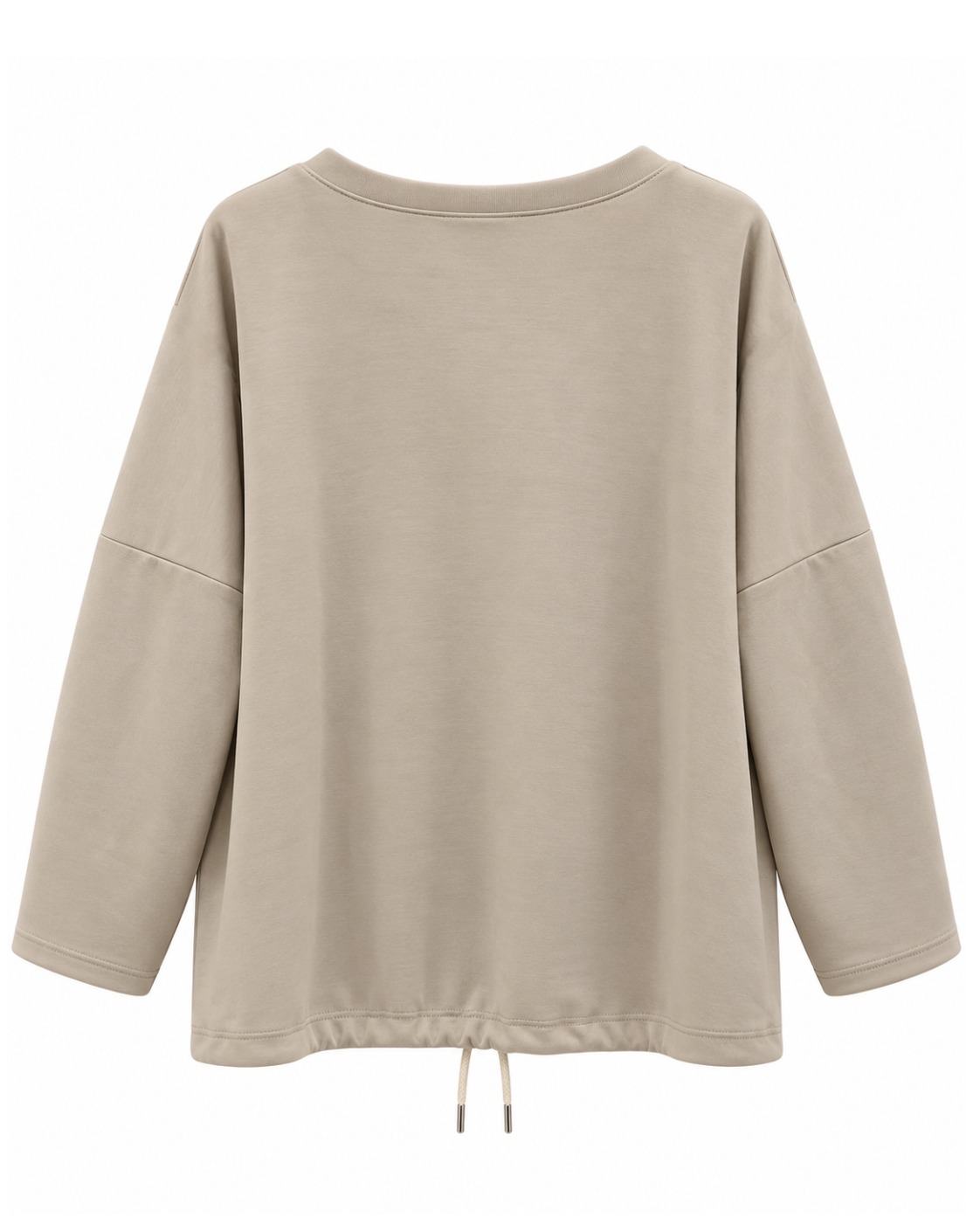 Sudadera Corazón Safari beige vista de espalda en tejido de neopreno con corte amplio