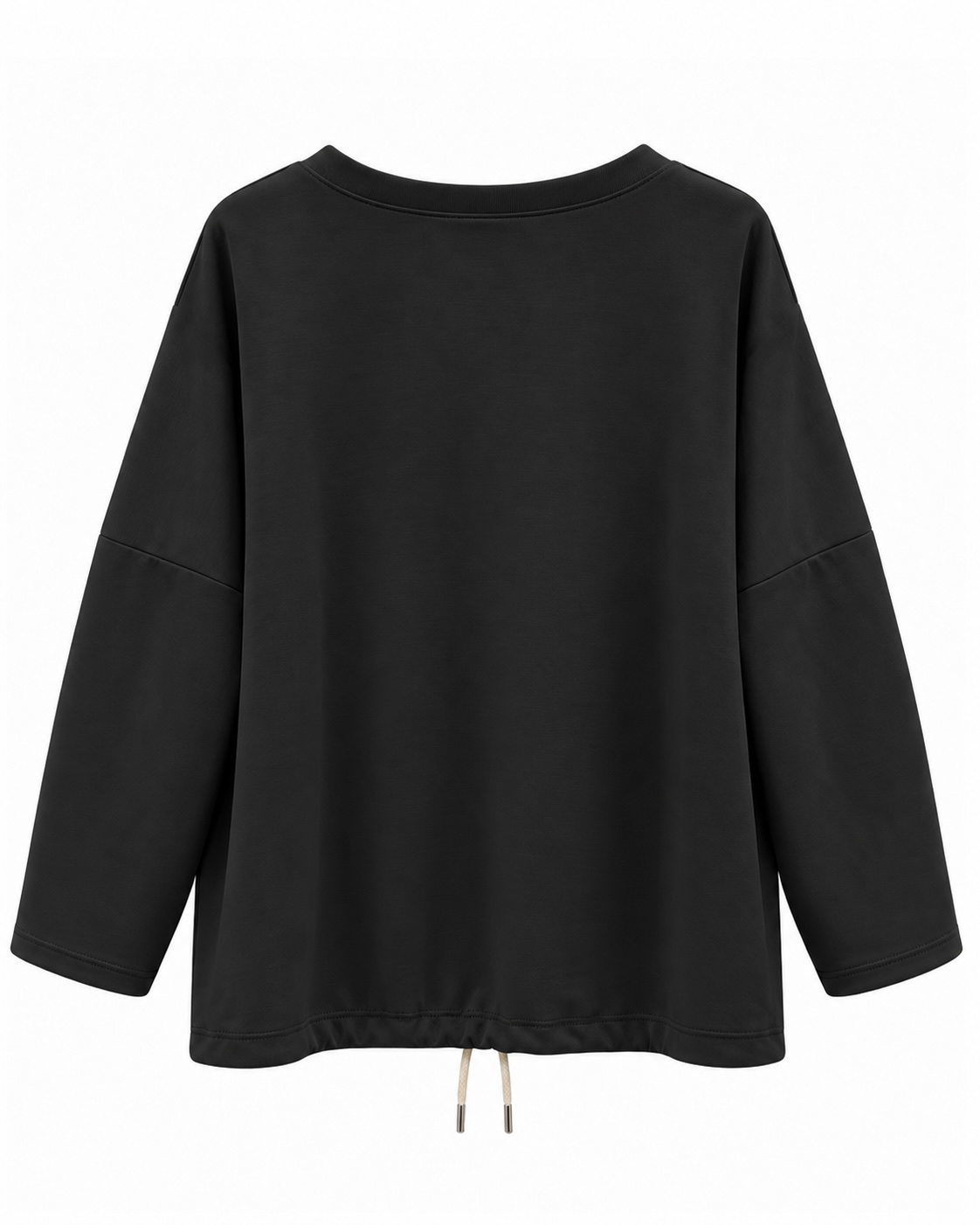 Sudadera Corazón Safari negra vista de espalda con corte amplio y bajo ajustable