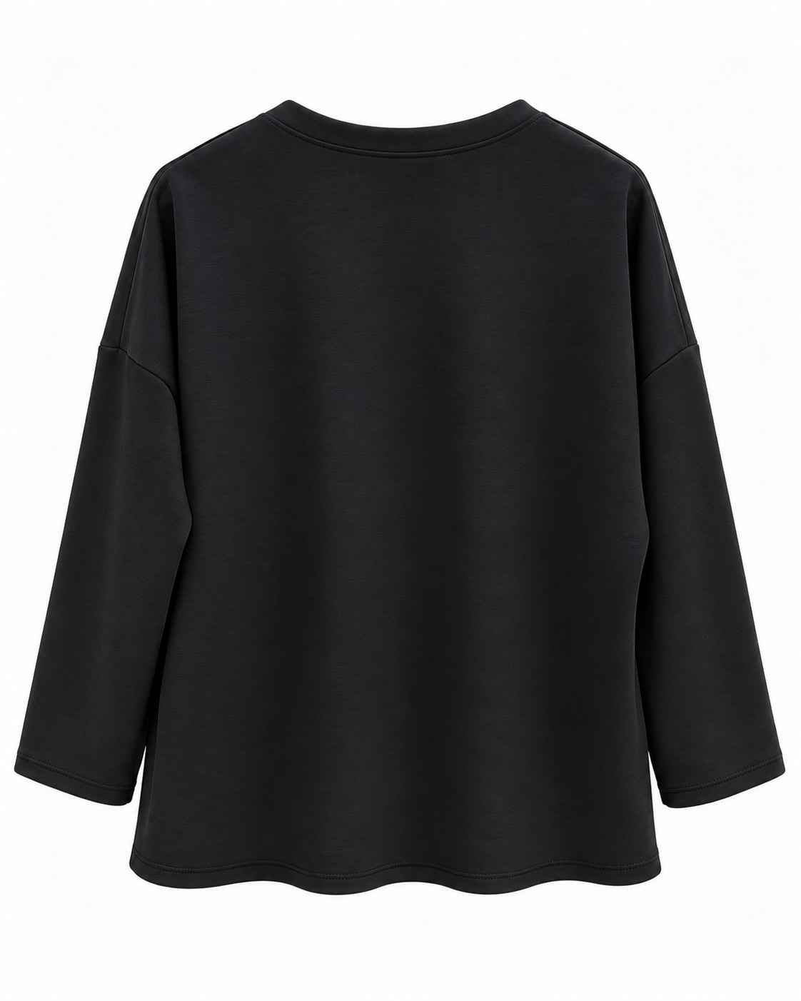 Sudadera Destellos negra vista de espalda con corte amplio y tejido de neopreno