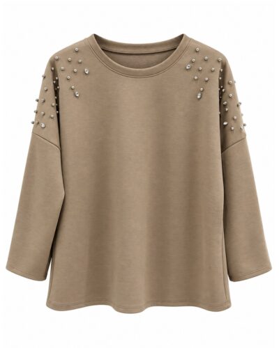 Sudadera Destellos topo de neopreno con aplicaciones brillantes en hombros y corte amplio
