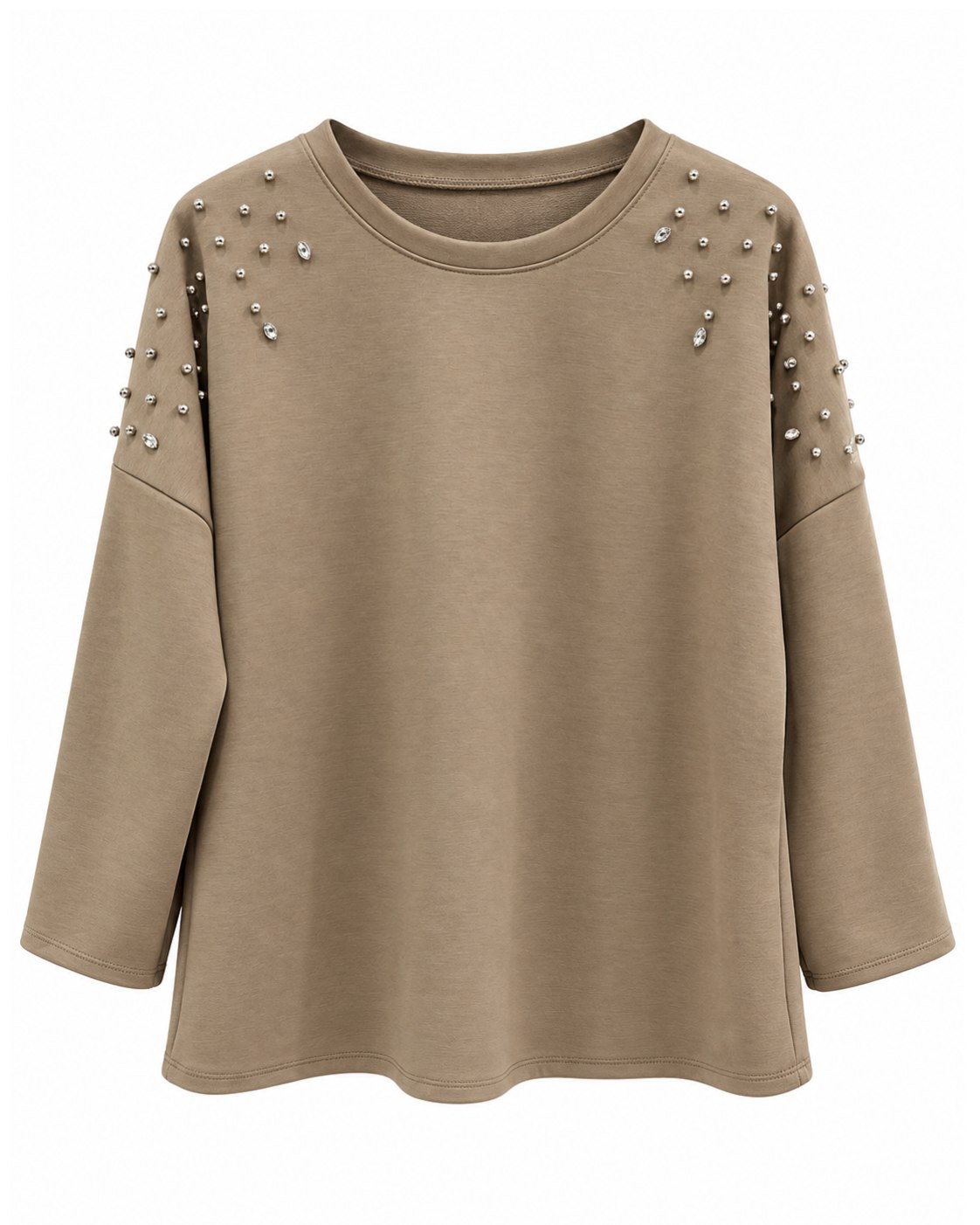 Sudadera Destellos topo de neopreno con aplicaciones brillantes en hombros y corte amplio
