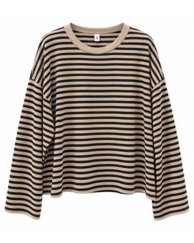 Sudadera Riviera negra topo de rayas con corte amplio y cuello redondo